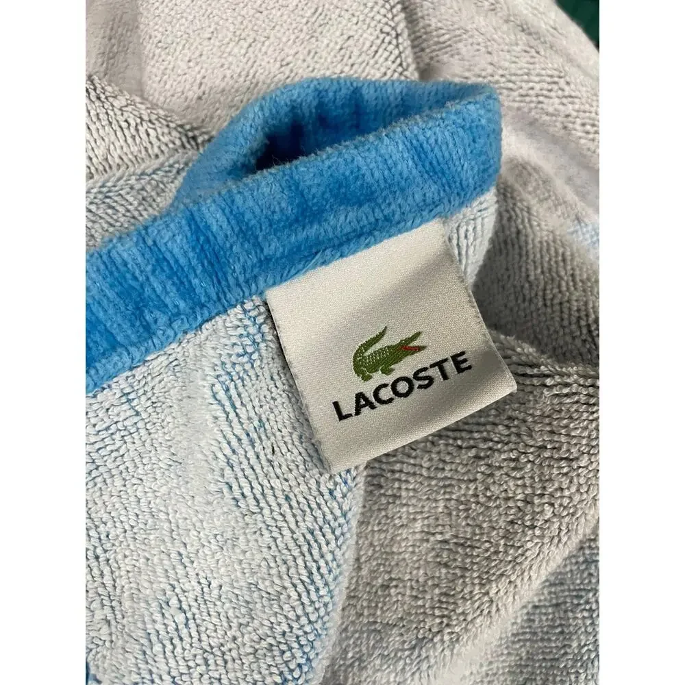 Lacoste Blue Beach Towel Striped Alligator Preppy Cotton
